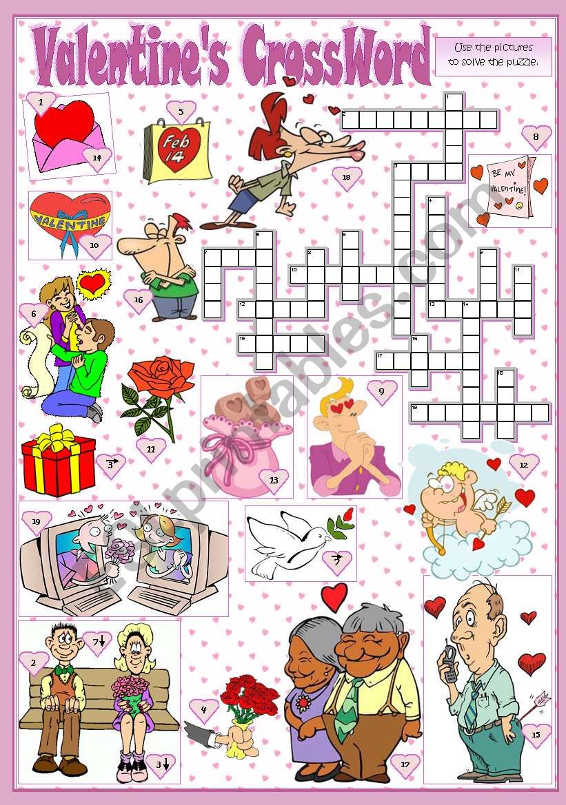 VALENTINEÂ´S CROSSWORD worksheet
