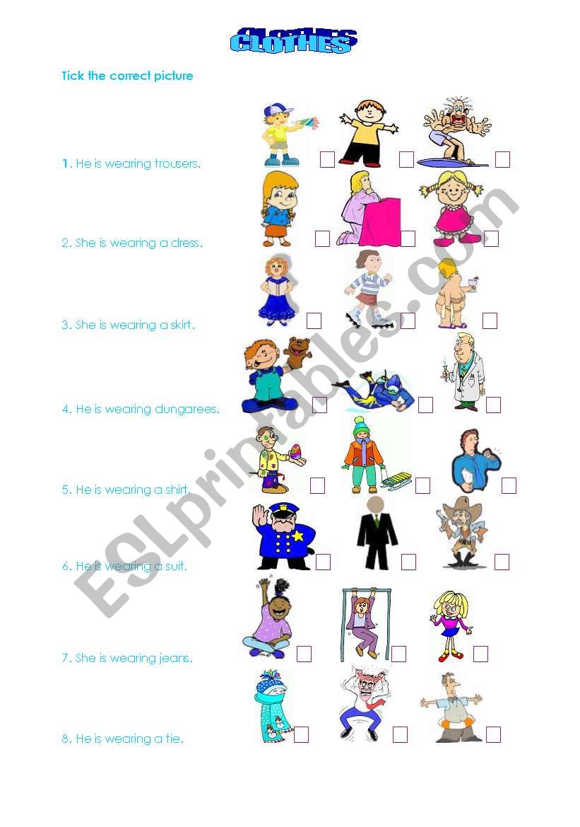 Clothes worksheet