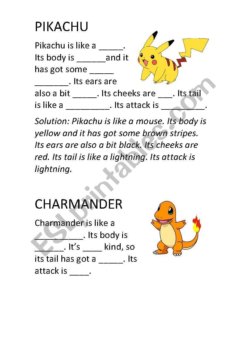 Pokemon project worksheet