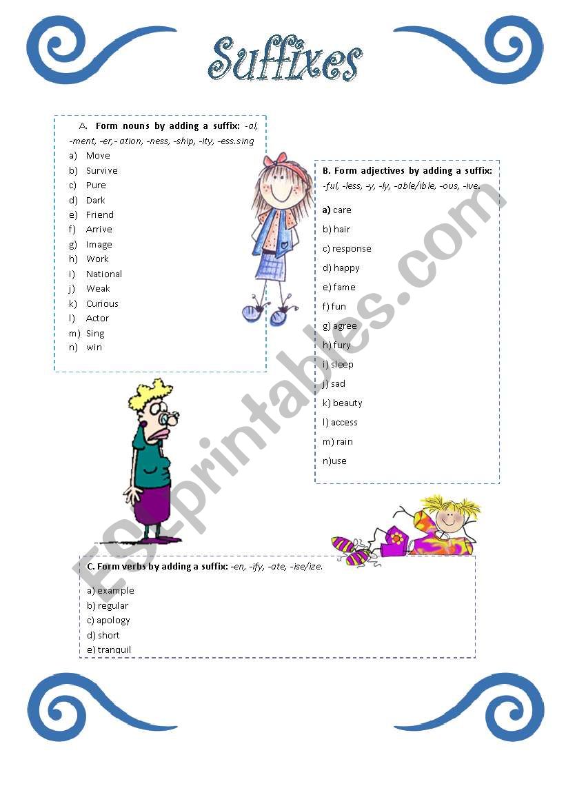 Suffixes worksheet