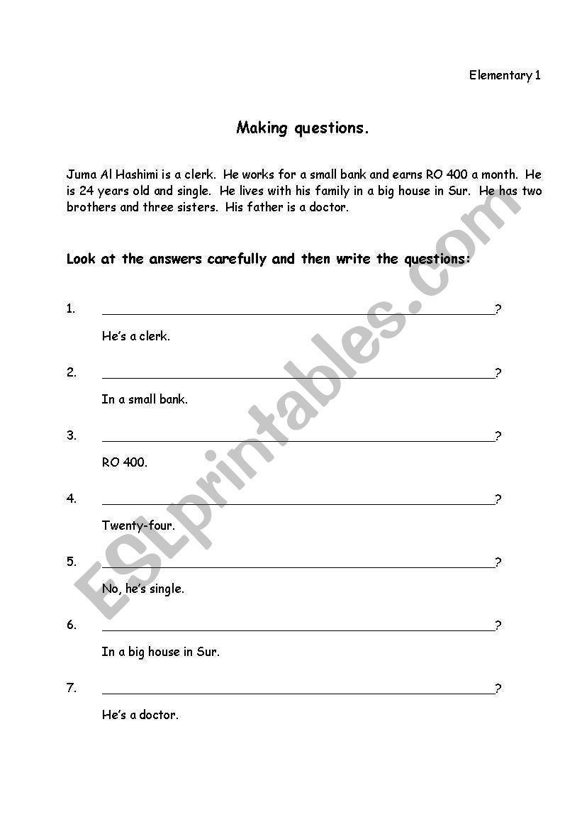 Making Questions. worksheet