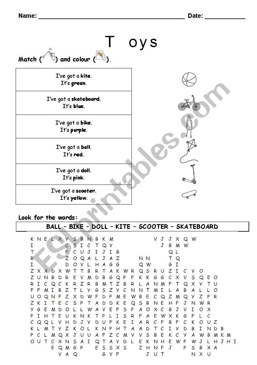 Toys worksheet