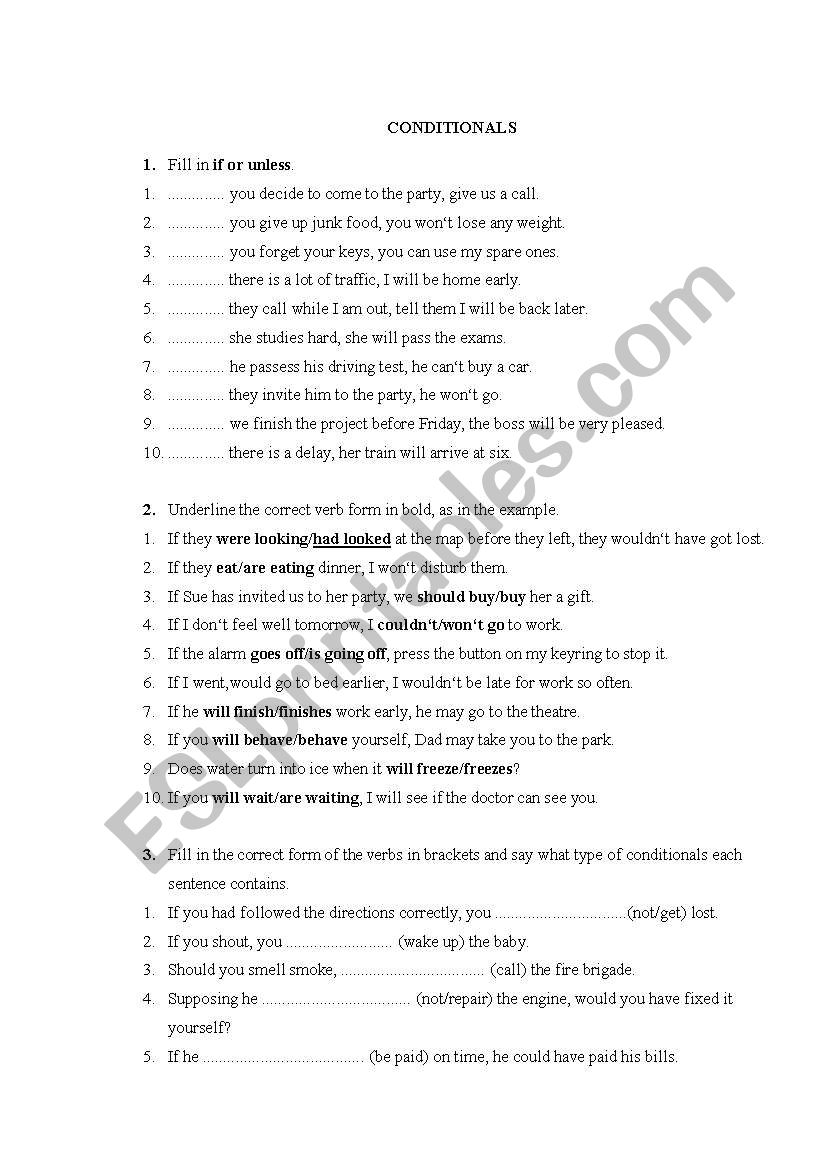 conditionals worksheet