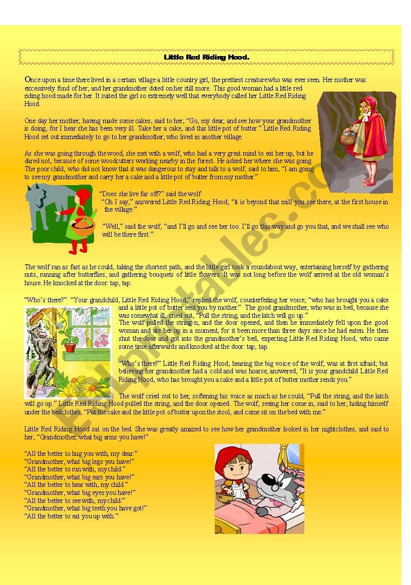 Little Red Riding Hood - listening, reading and writing activity