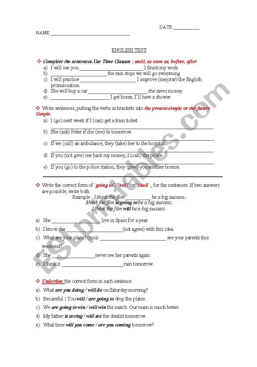 FUTURE TIME- TIME CLAUSES- FIRST CONDITIONAL