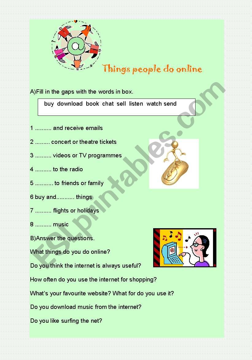 Things People Do Online worksheet