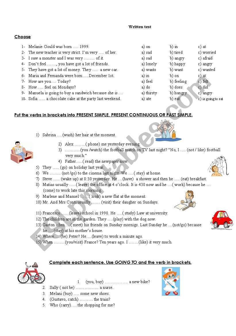 Written test  worksheet