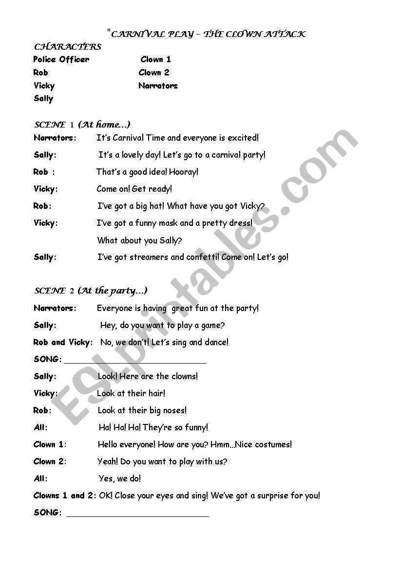 carnival play worksheet