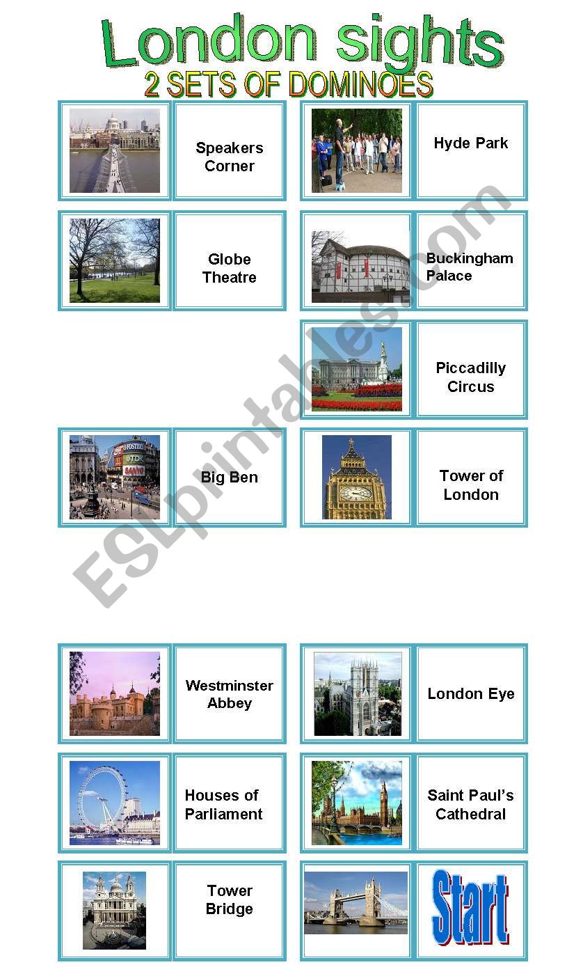 London sights domino worksheet