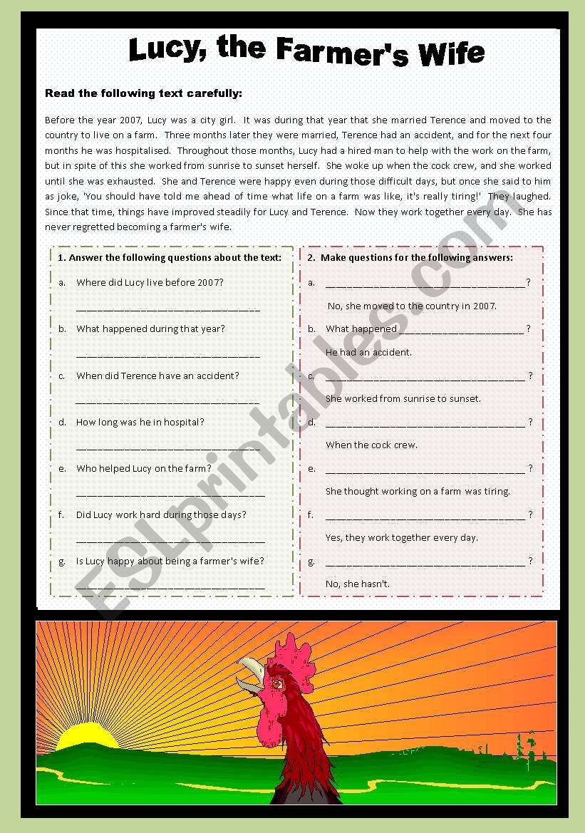 Lucy, the Farmers Wife -  Reading Comprehension