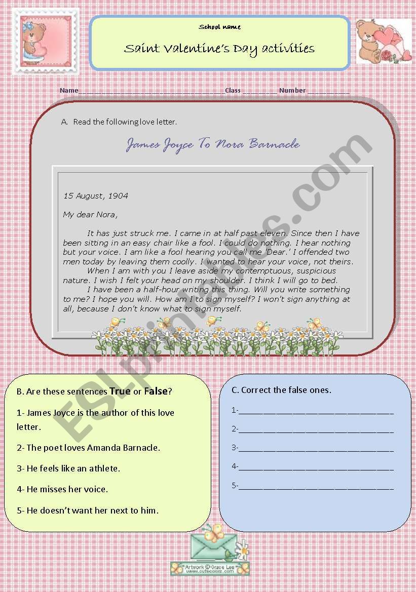 Saint Valentines Day worksheet