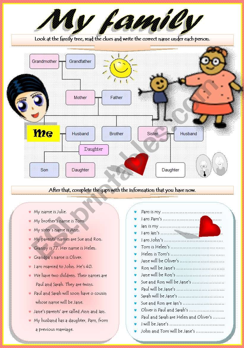 FAMILY MEMBERS worksheet