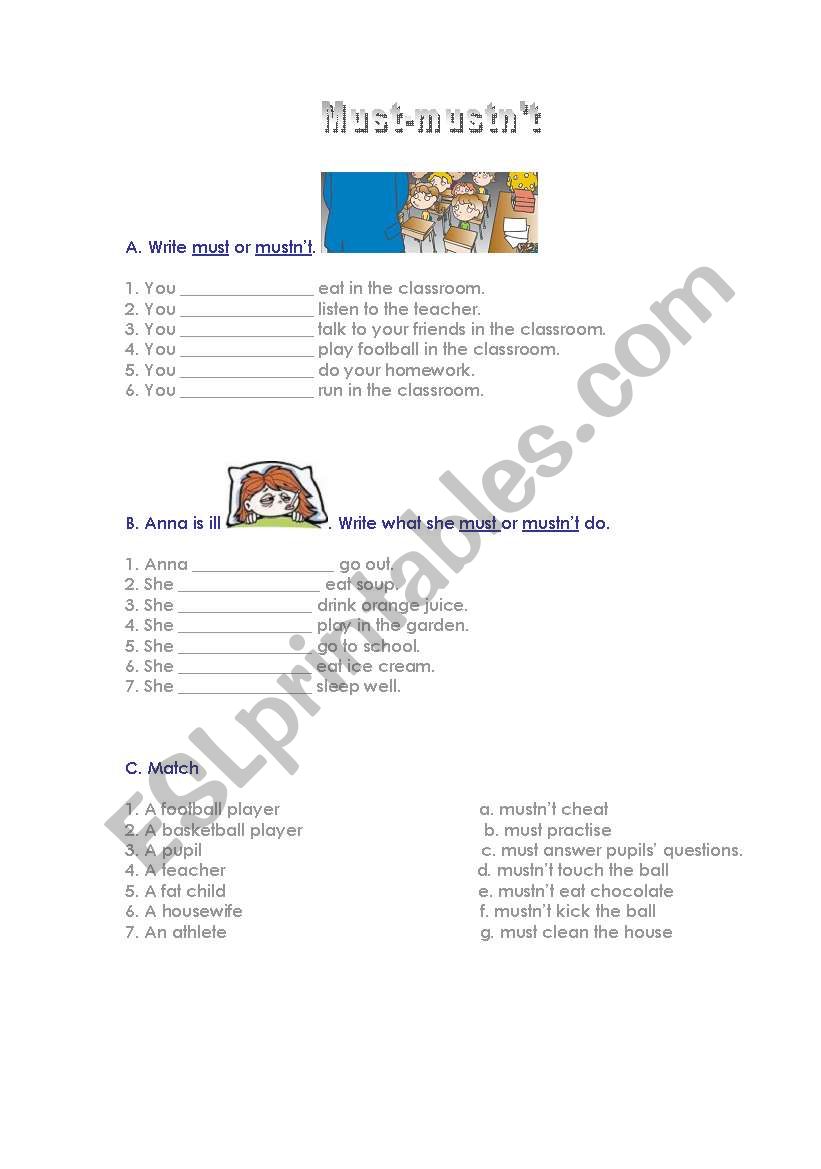 Must-Mustnt worksheet