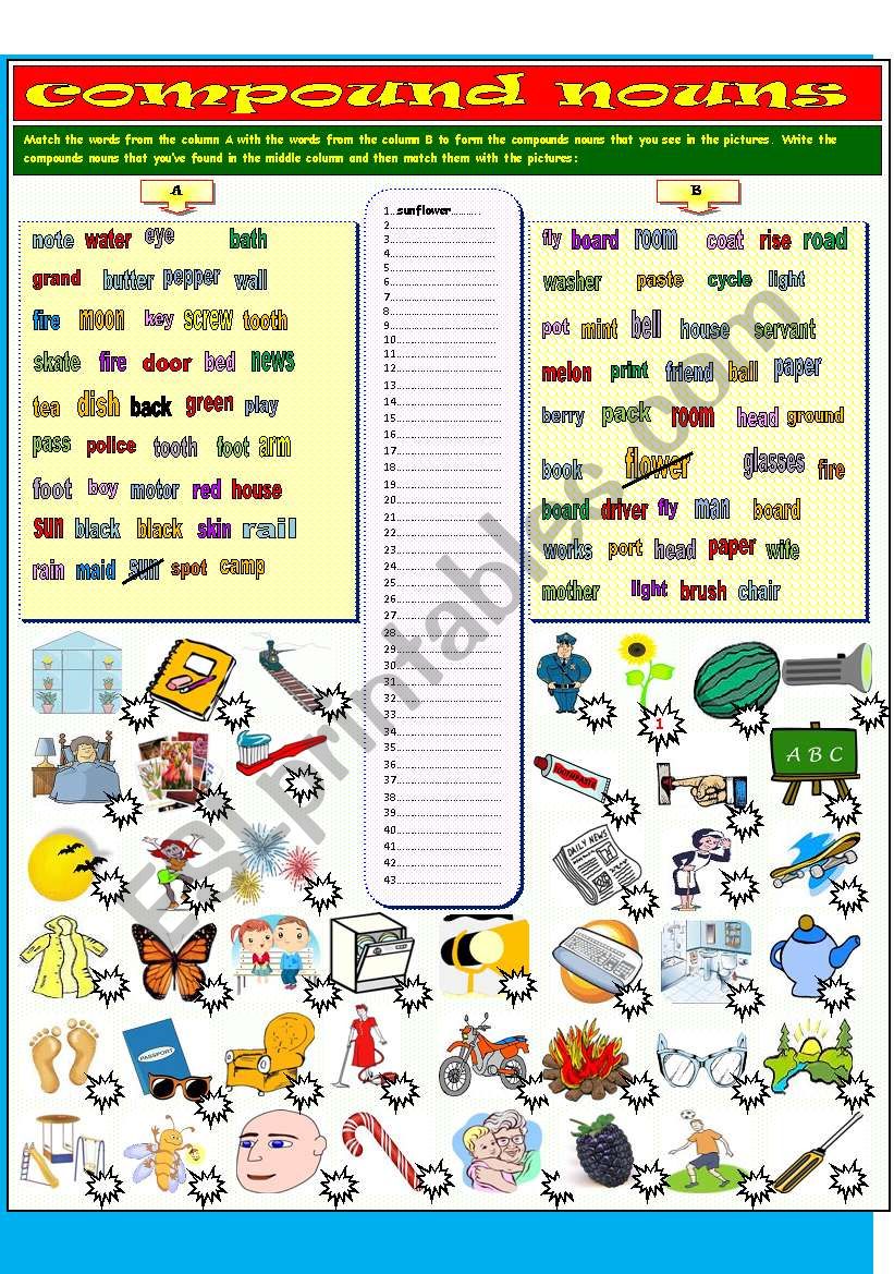 Compound nouns worksheet