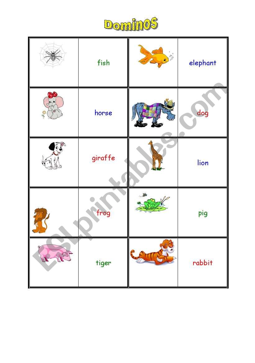 animals-dominos worksheet