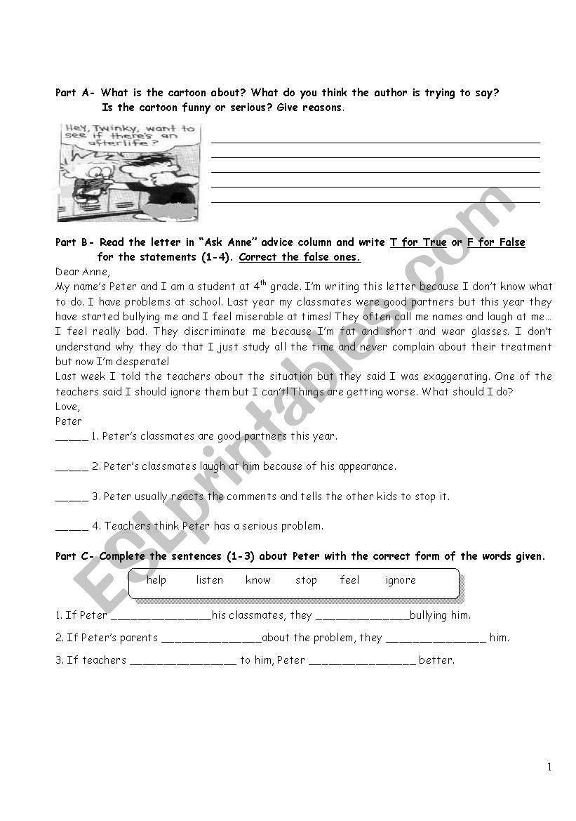 BULLYING worksheet