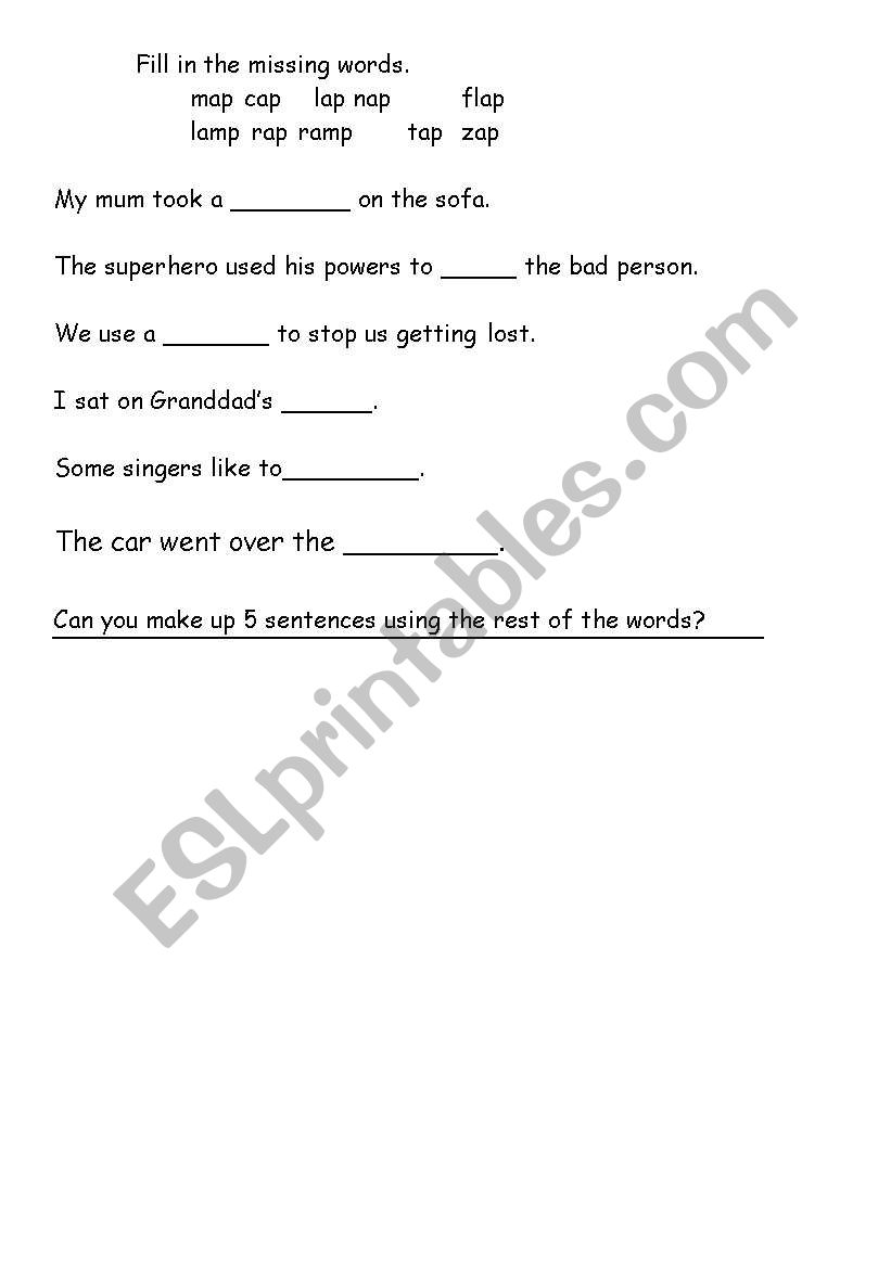 missing word worksheet