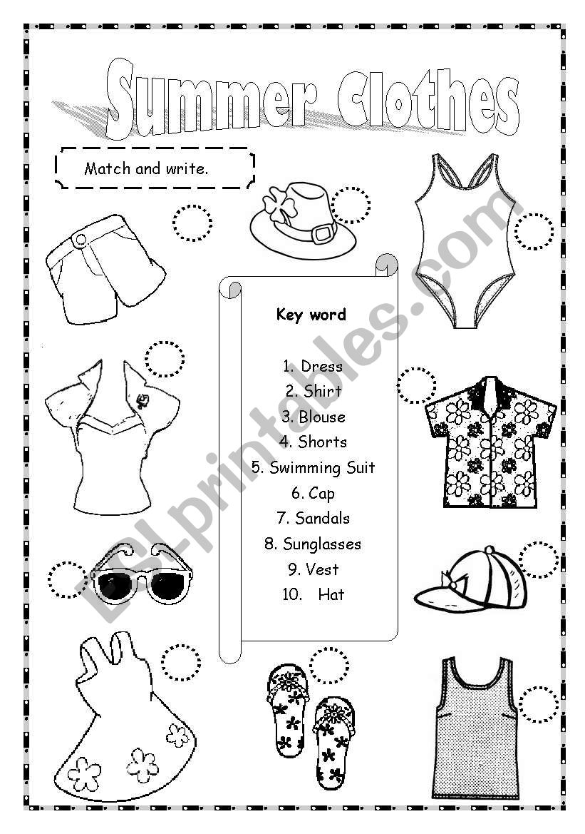 Summer Clothes worksheet