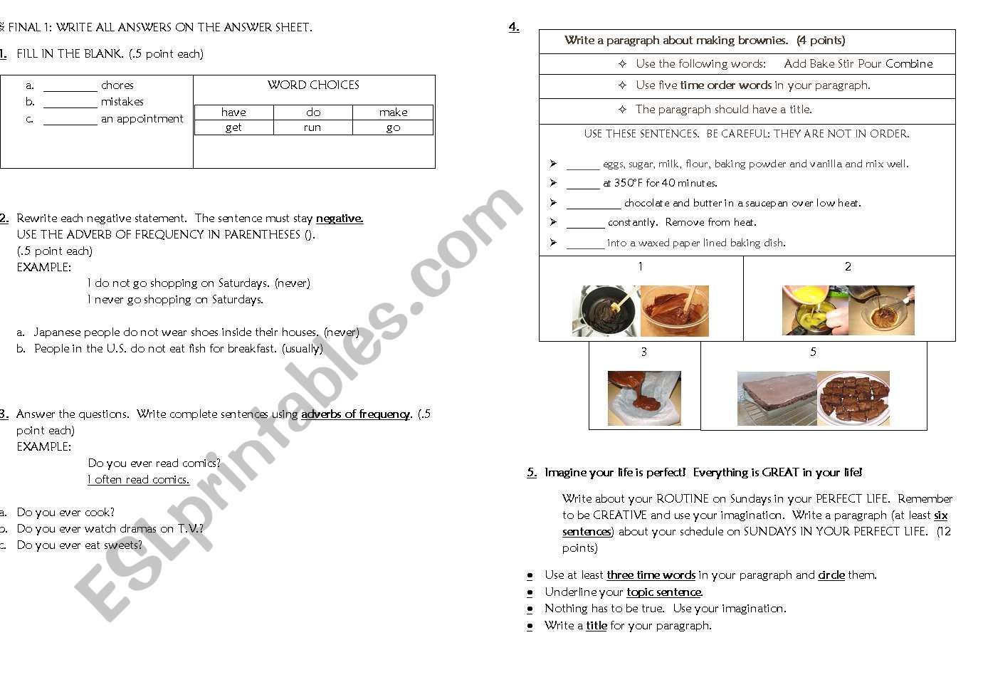 Writing test 2 worksheet