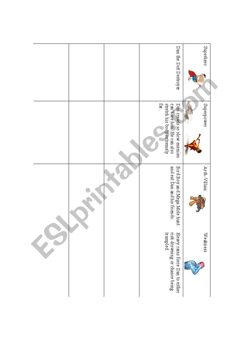 Create a Superhero Template worksheet