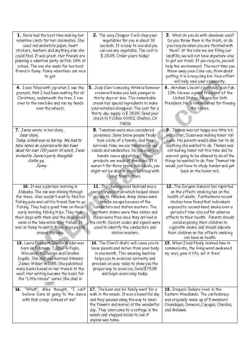 authors pupose worksheet