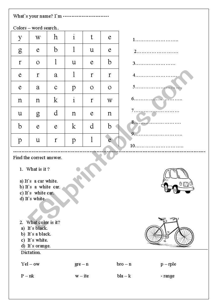 color worksheet worksheet