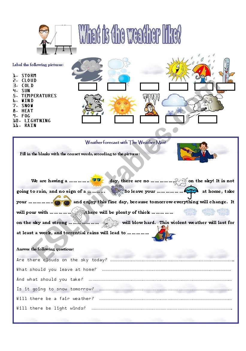 weather conditions worksheet