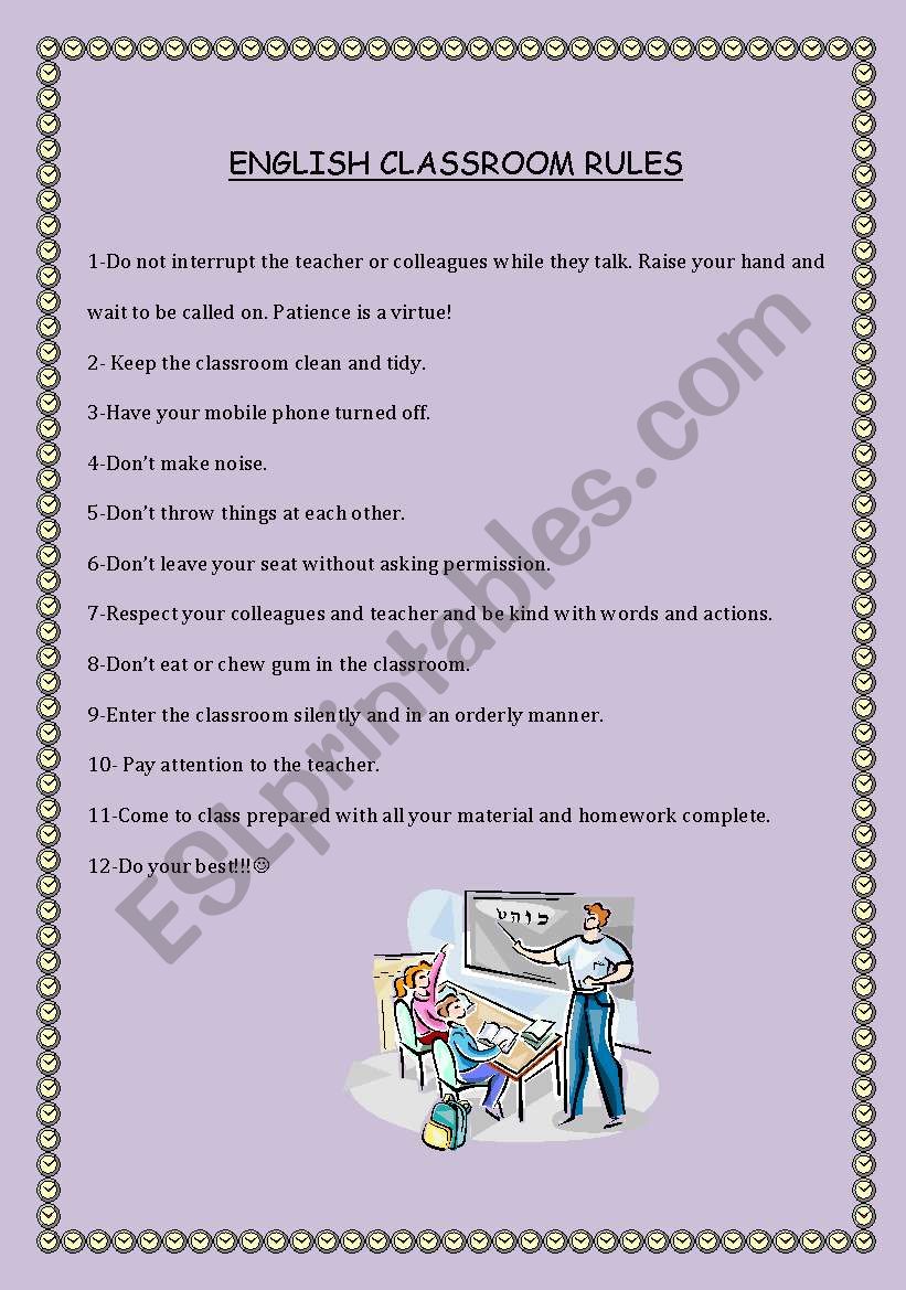 CLASSROOM RULES worksheet