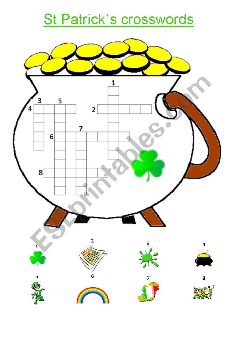 St Patricks crosswords worksheet