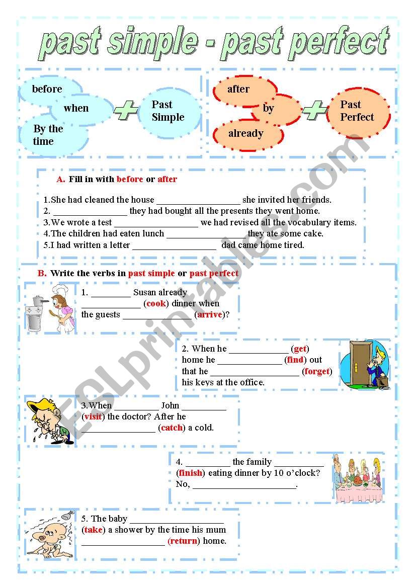 past simple-past perfect worksheet