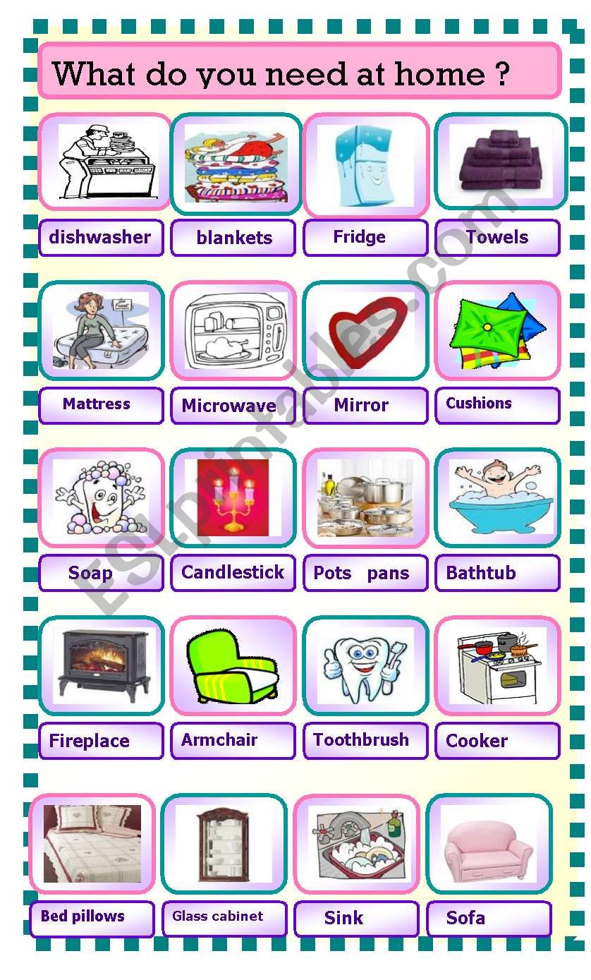 what do you need at home ? worksheet