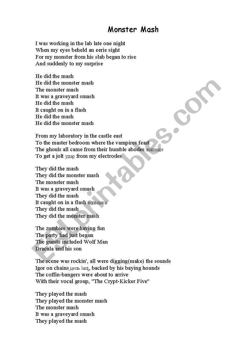 Halloween song worksheet