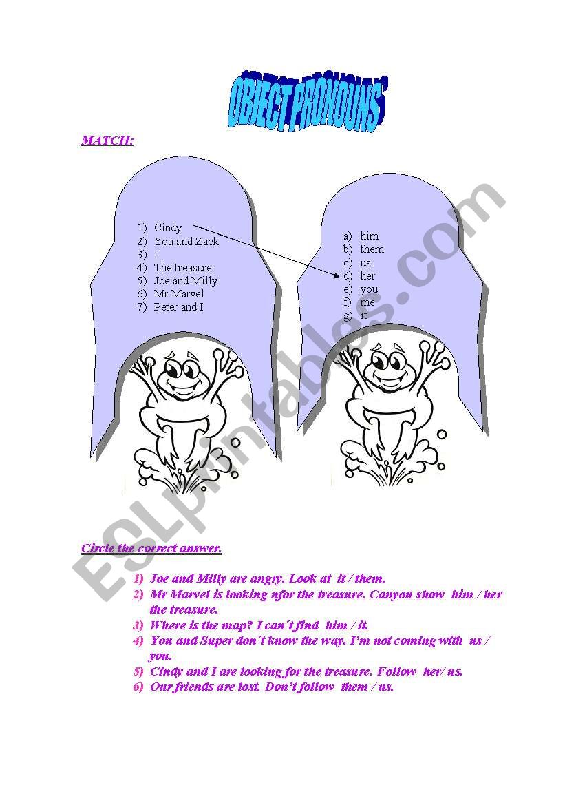 object pronouns worksheet