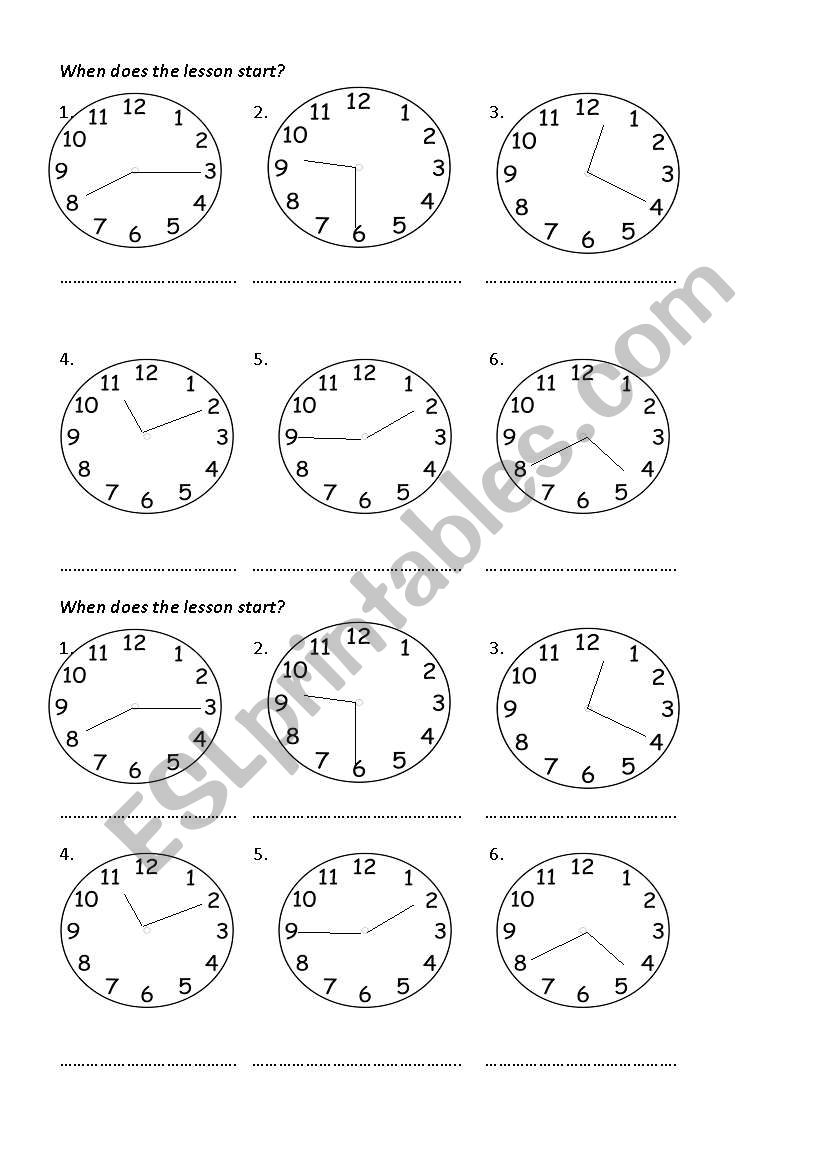 Telling the time worksheet