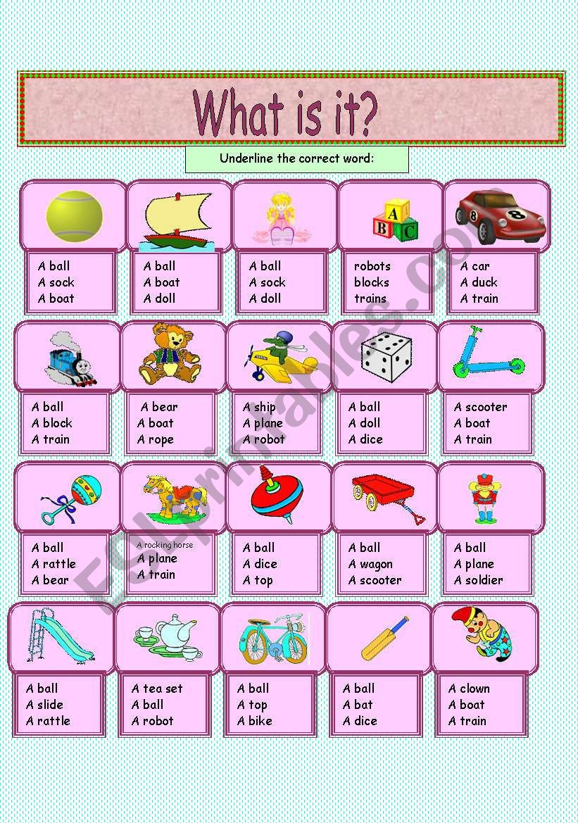 Toys worksheet