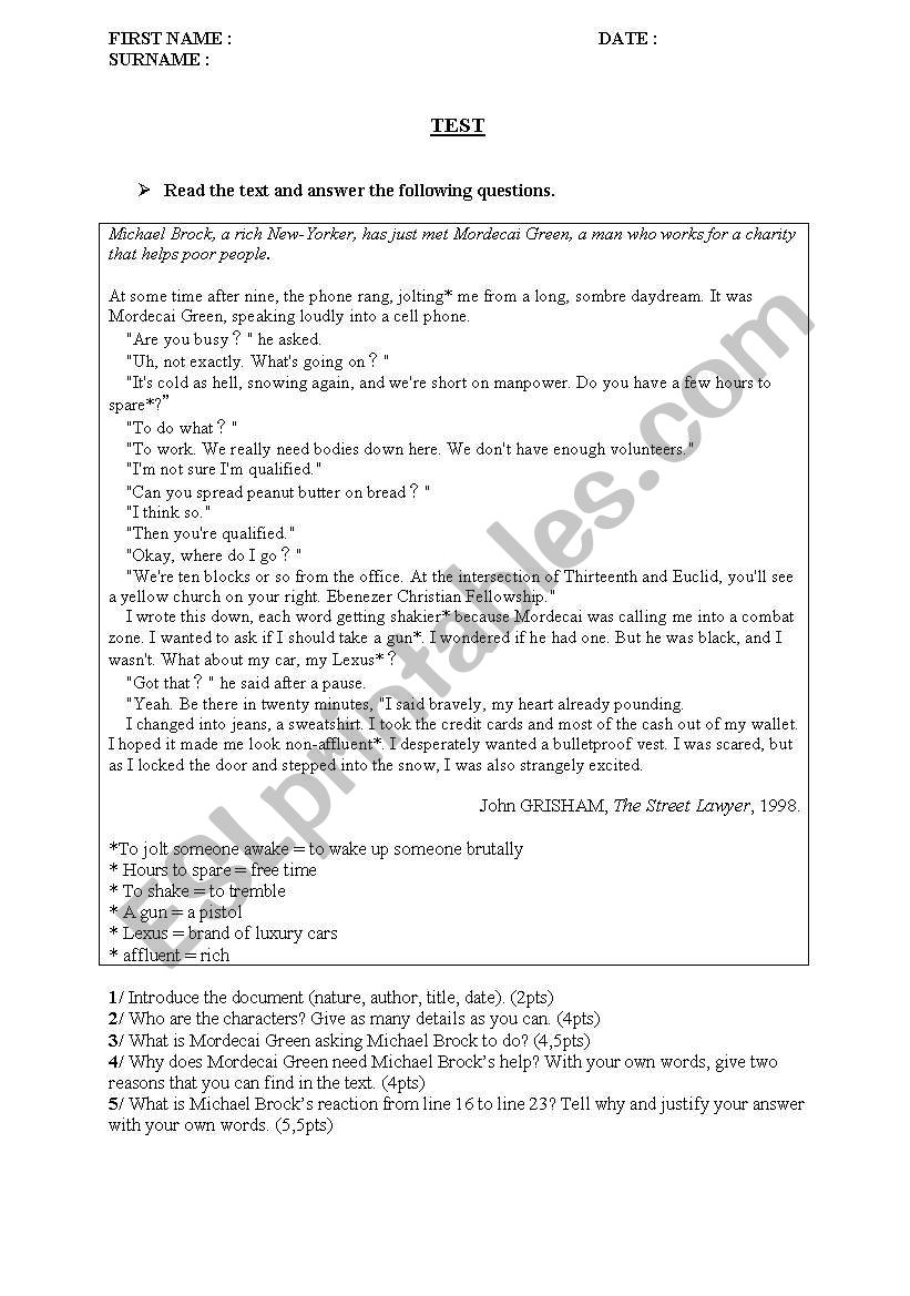 Charities worksheet