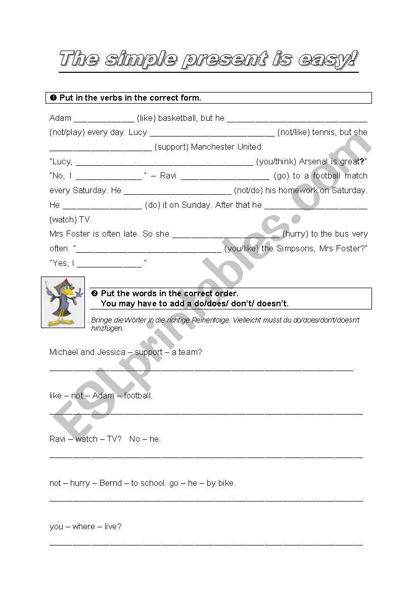 simple present exercises worksheet