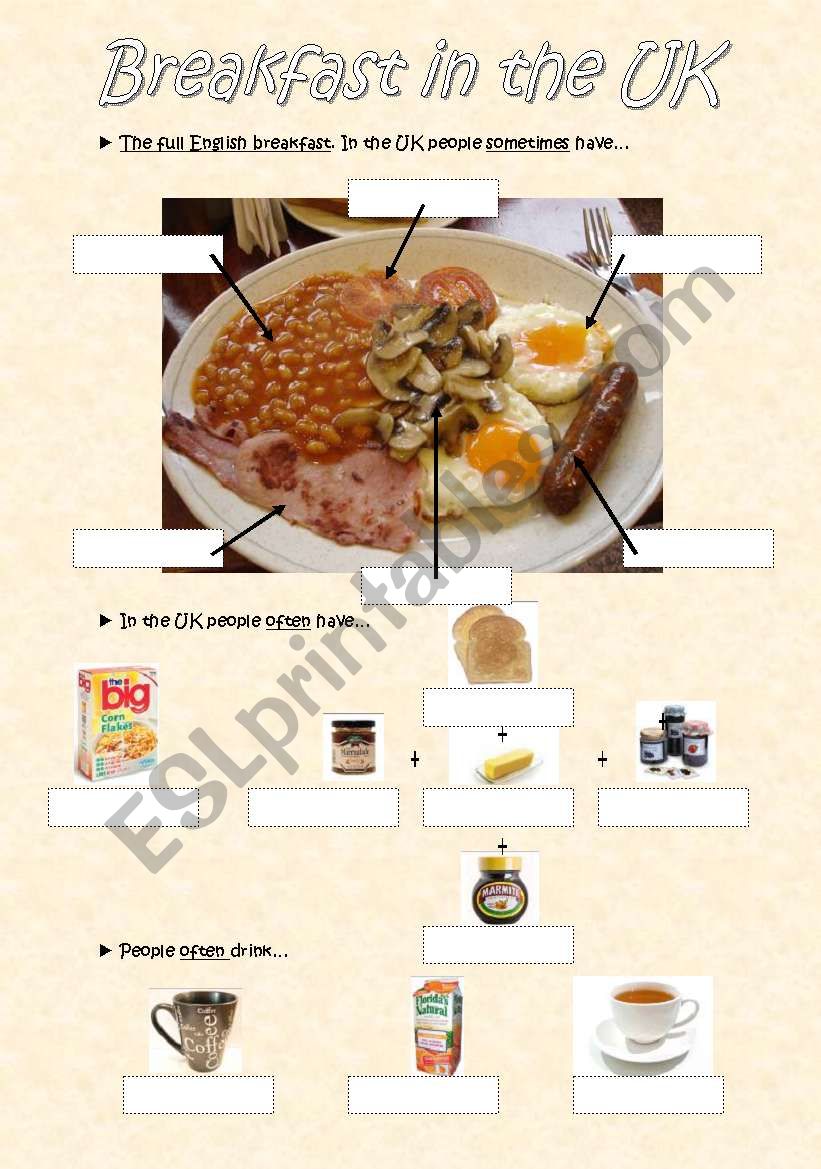 Breakfast in the UK worksheet
