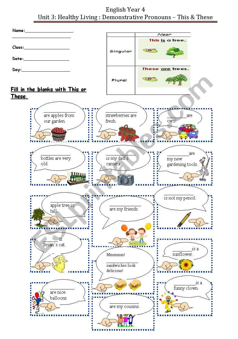 English-Demonstrative Pronouns-This-These