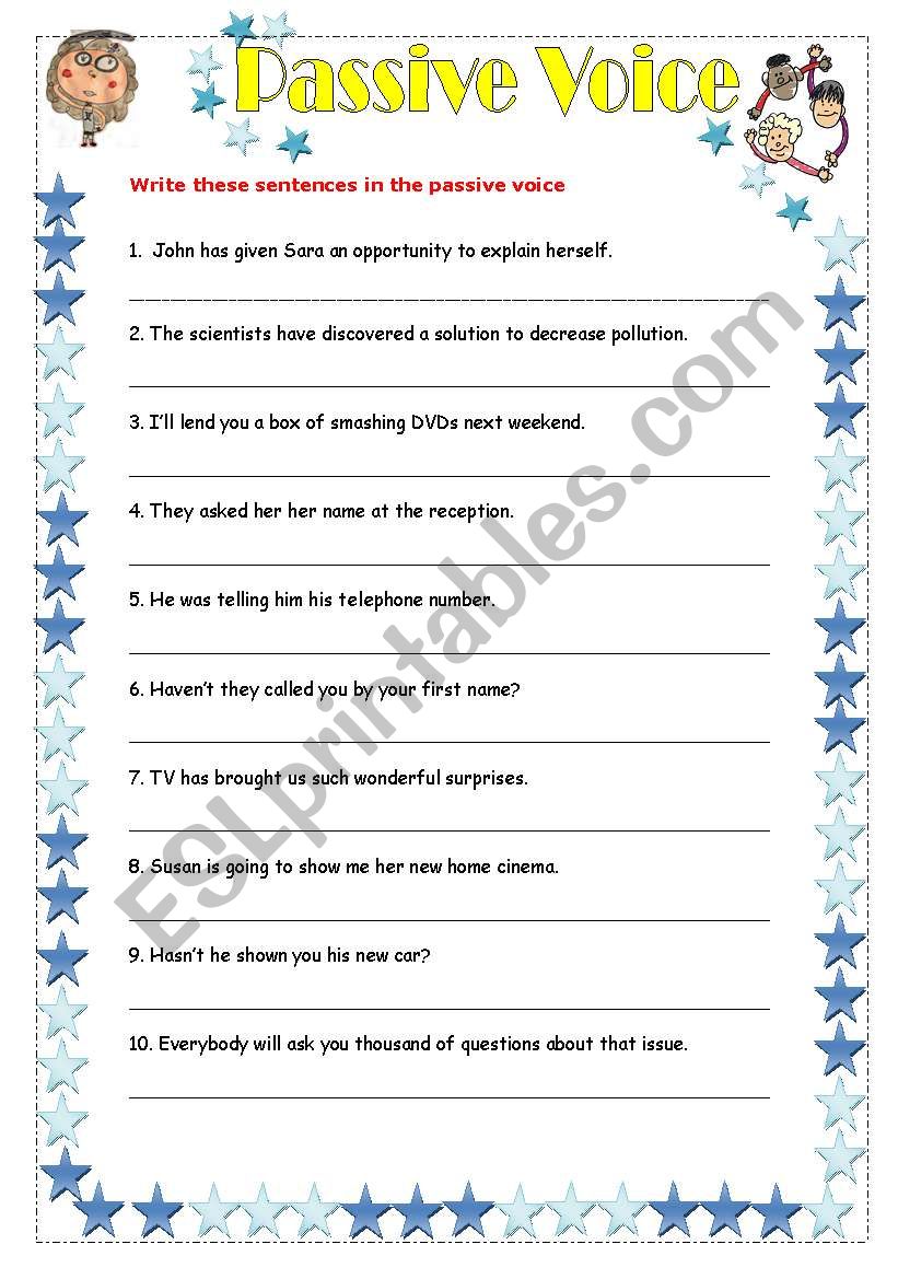 passive voice and reported worksheet