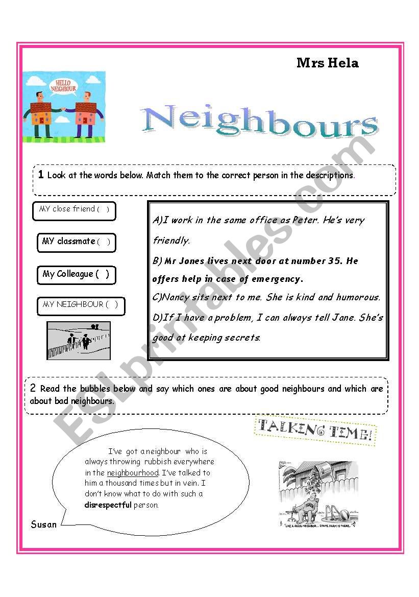 Are Neighbours Necessary? worksheet