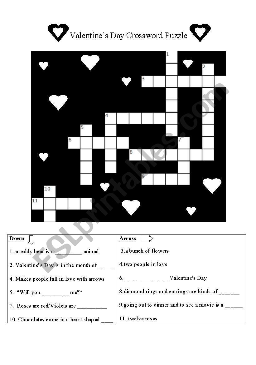 Valentines Day Crossword Puzzle