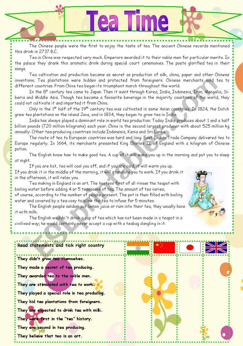 Tea Time worksheet