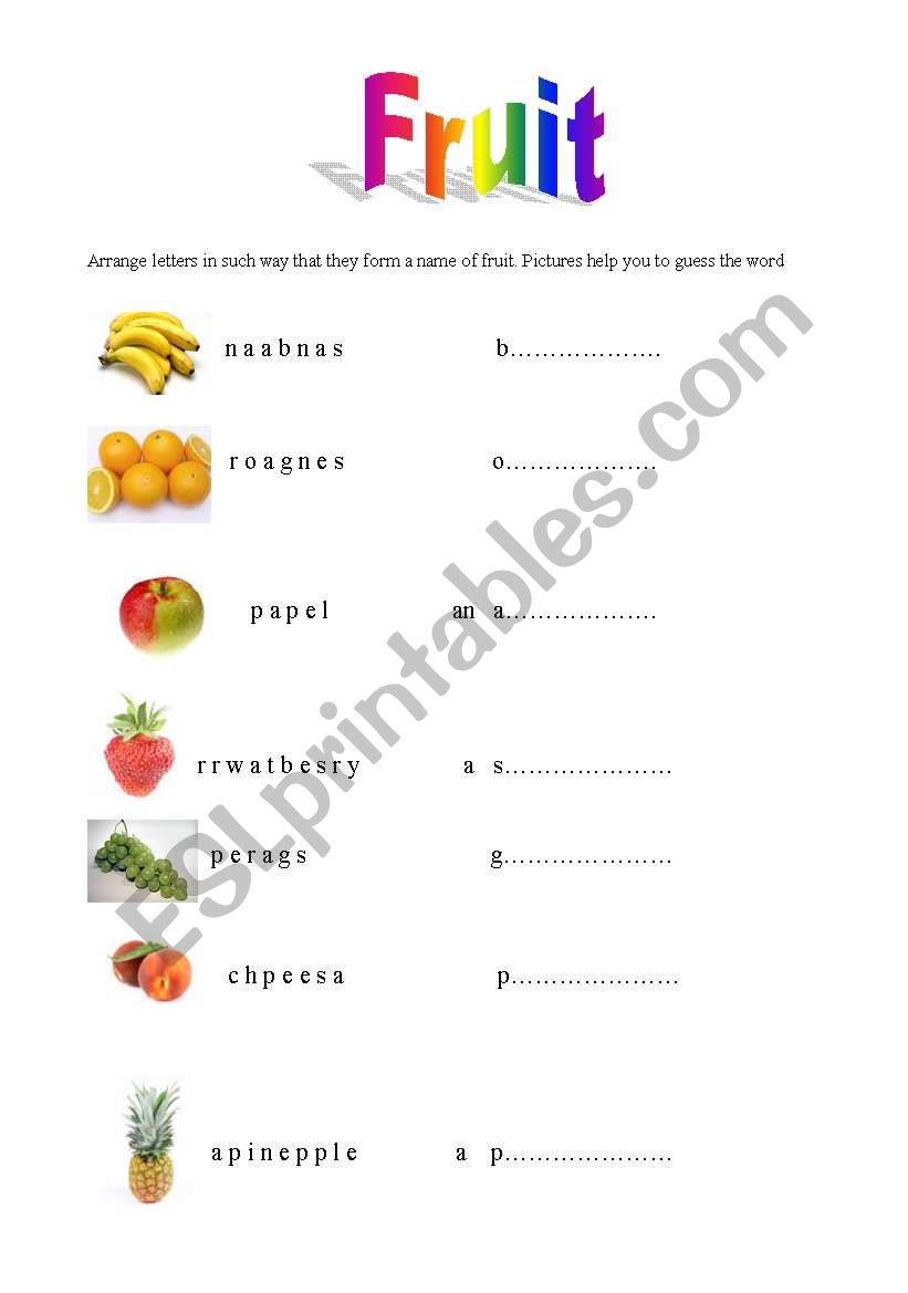 fruit worksheet