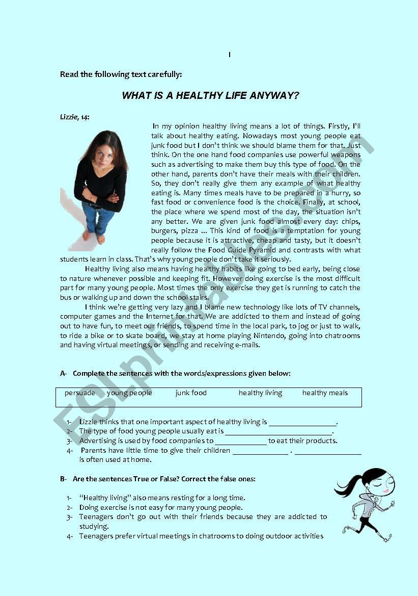test - Healthy Lifestyles (2 pages)