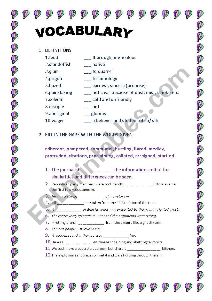 MORE VOCABULARY!!!! worksheet