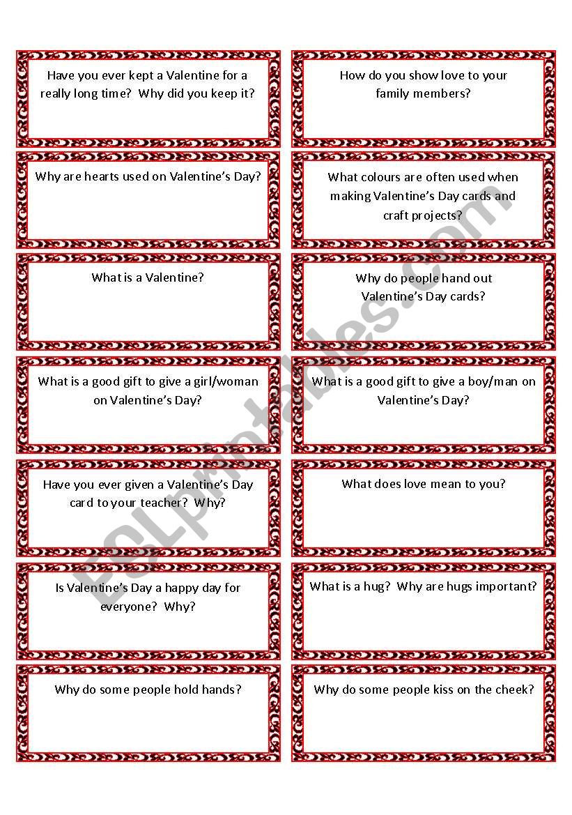 Valentines Day Conversation Cards (Includes 42 Question Cards, 28 Blank Cards and 14 Happy Valentines Day Gift Tags)