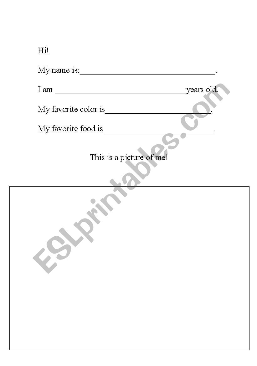 All About Me! worksheet