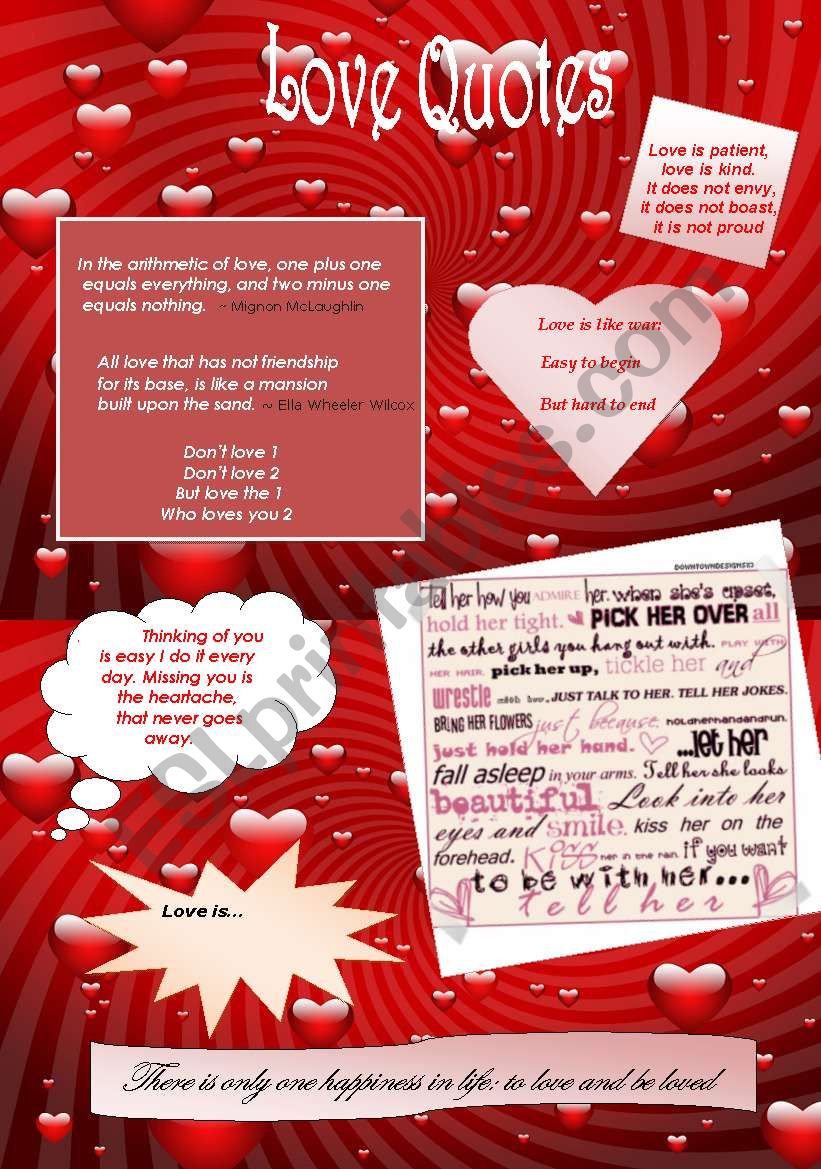 Love quotes (valentine) worksheet