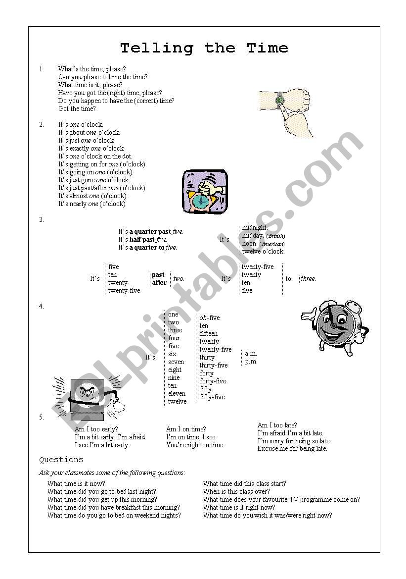 Telling the Time worksheet